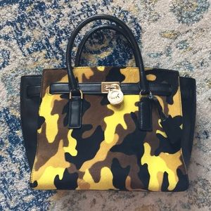 Michael Kors Haircalf Camo Traveler Tote Handbag
